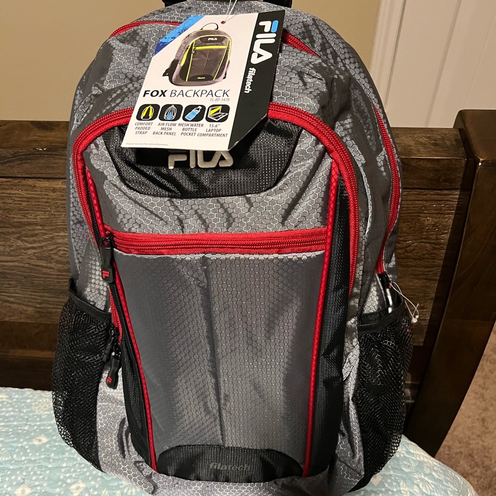 Fila Gray and Red Backpack